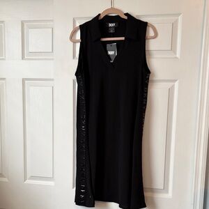 DKNY Black Sleeveless Dress DKNY logo on sides of dress. Medium